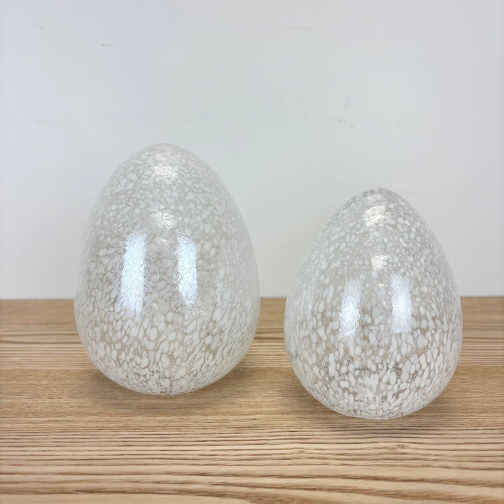 Speckled White Glass Egg - 2 Sizes