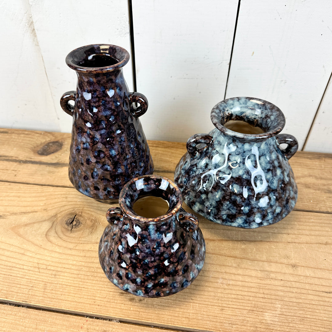 Blue/Purple Vases with Handles