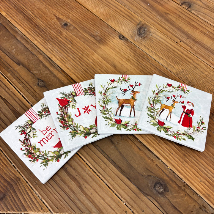 Holiday Message Coasters - Set of 4
