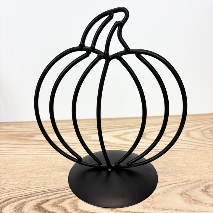 Black Metal Pumpkin on Stand