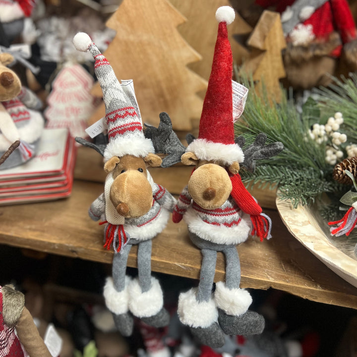 Christmas Moose with Dangling Legs
