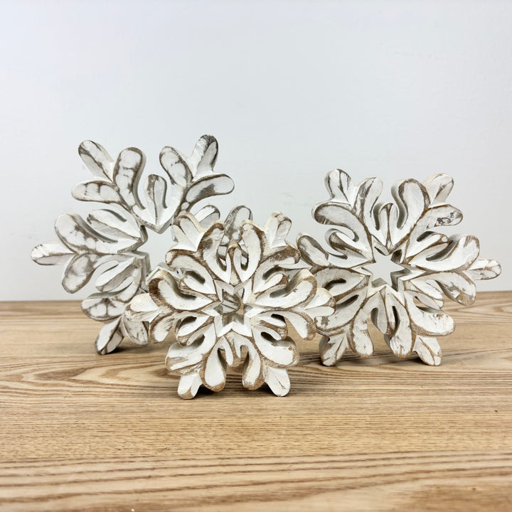 Wooden Distressed Snowflakes