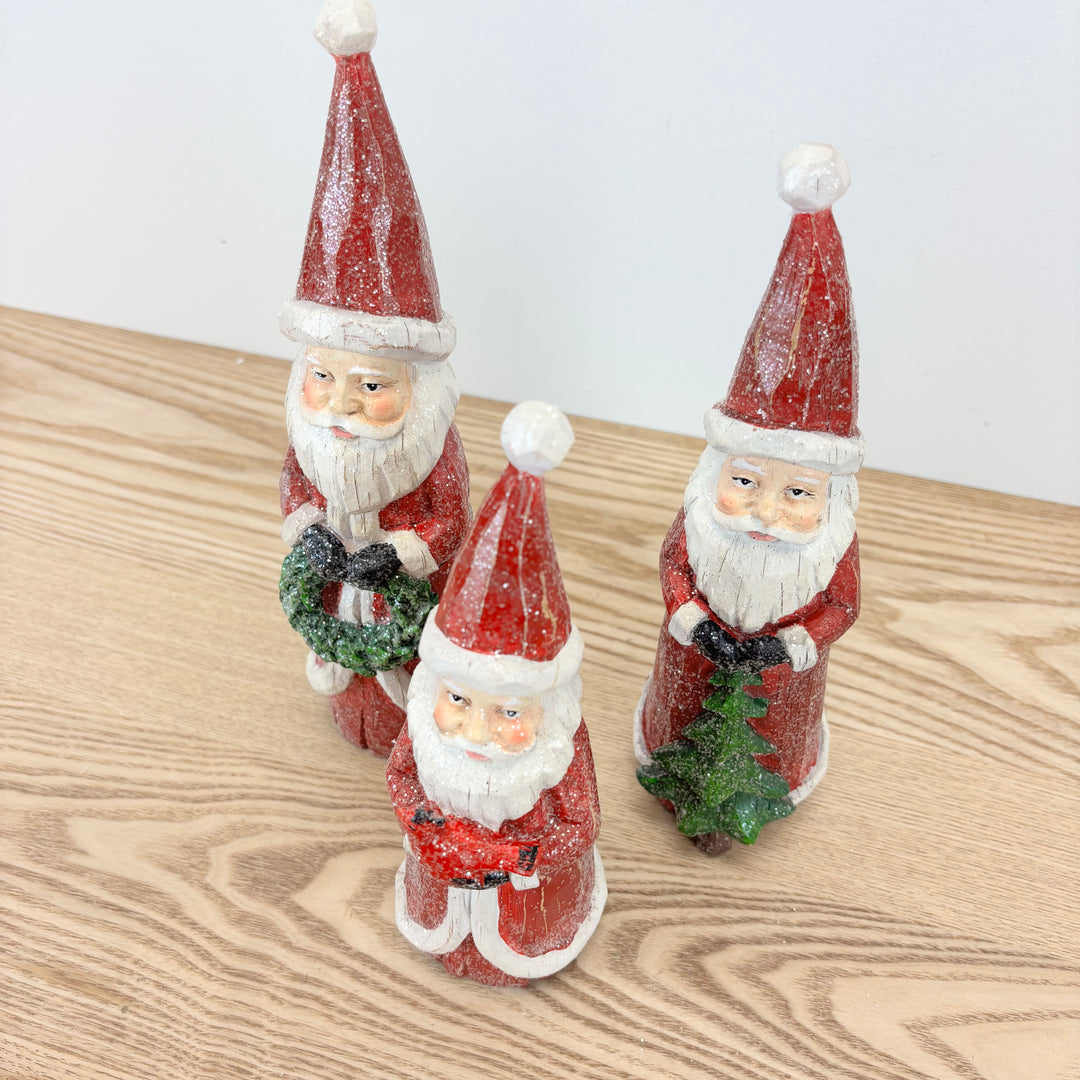 Set of 3 Resin Santas