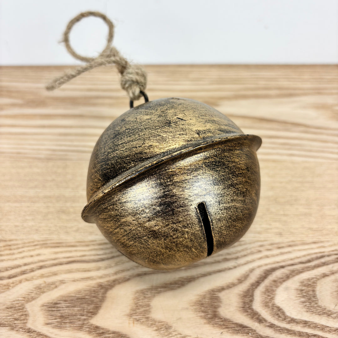 Antiqued Gold Jingle Bell Ornament - 2 Sizes