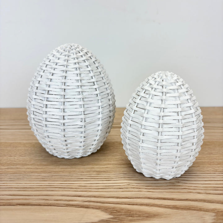 White Wicker Egg - 2 Sizes