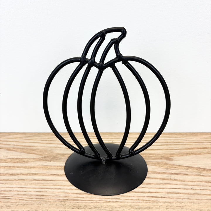 Black Metal Pumpkin on Stand