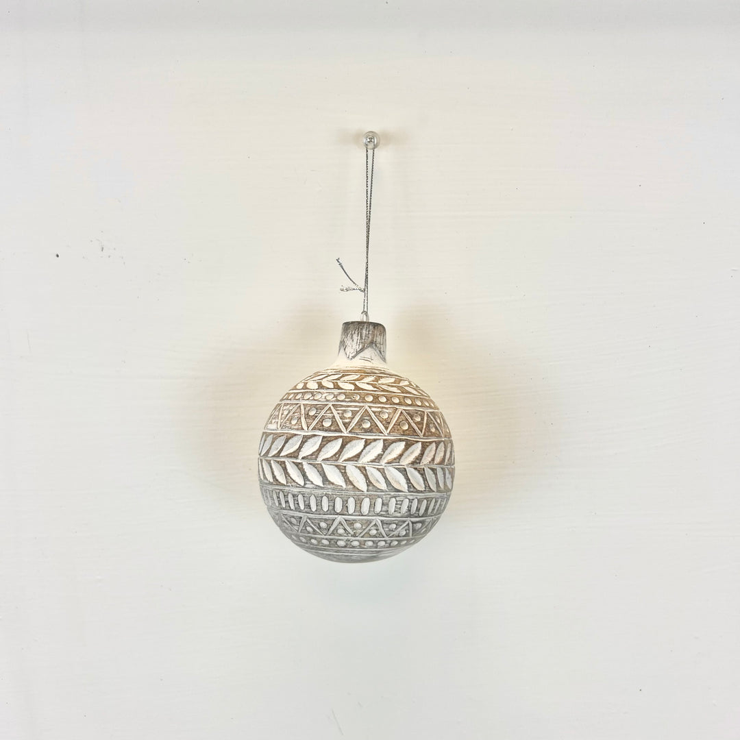 White Distressed Carved Ornaments - 3 styles