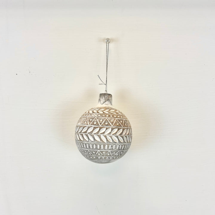 White Distressed Carved Ornaments - 3 styles