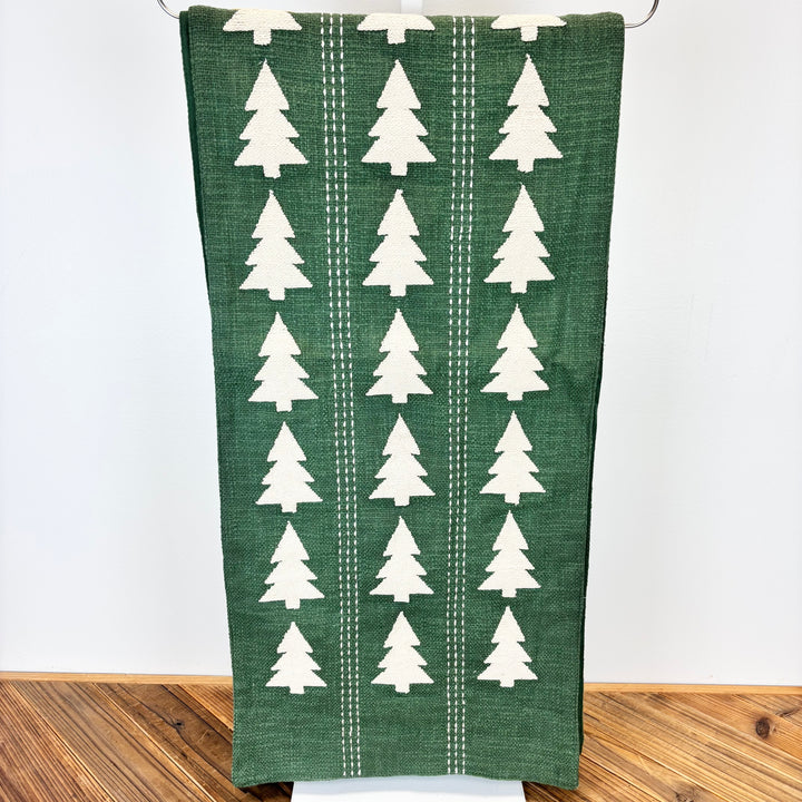 Green Table Runner with Trees