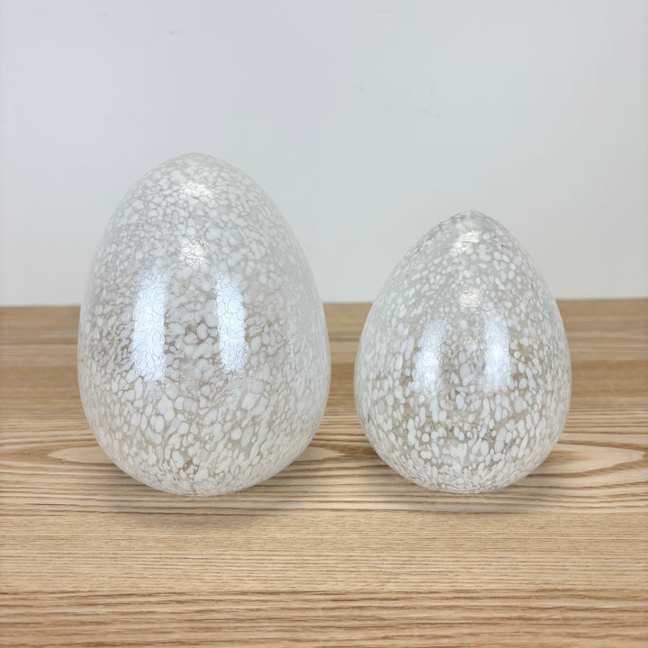Speckled White Glass Egg - 2 Sizes