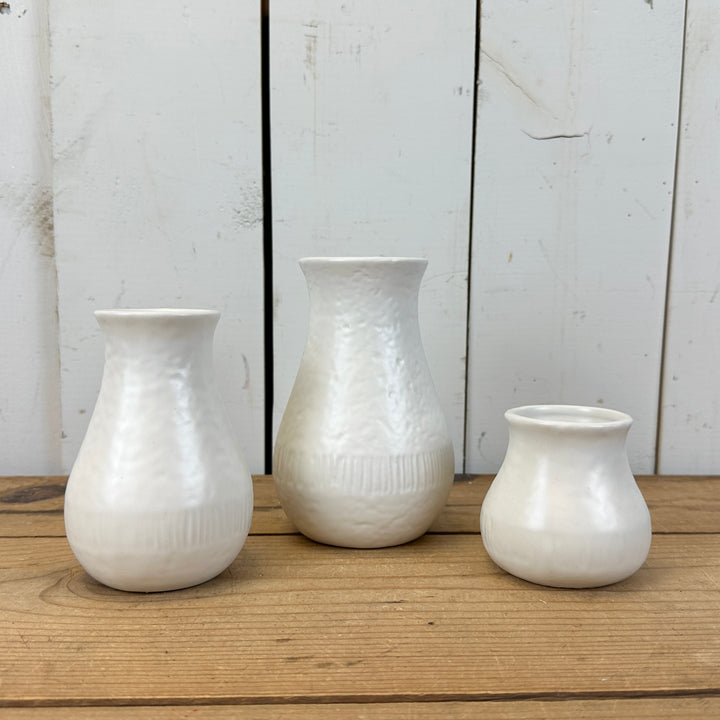 Small White Set of 3 Vases