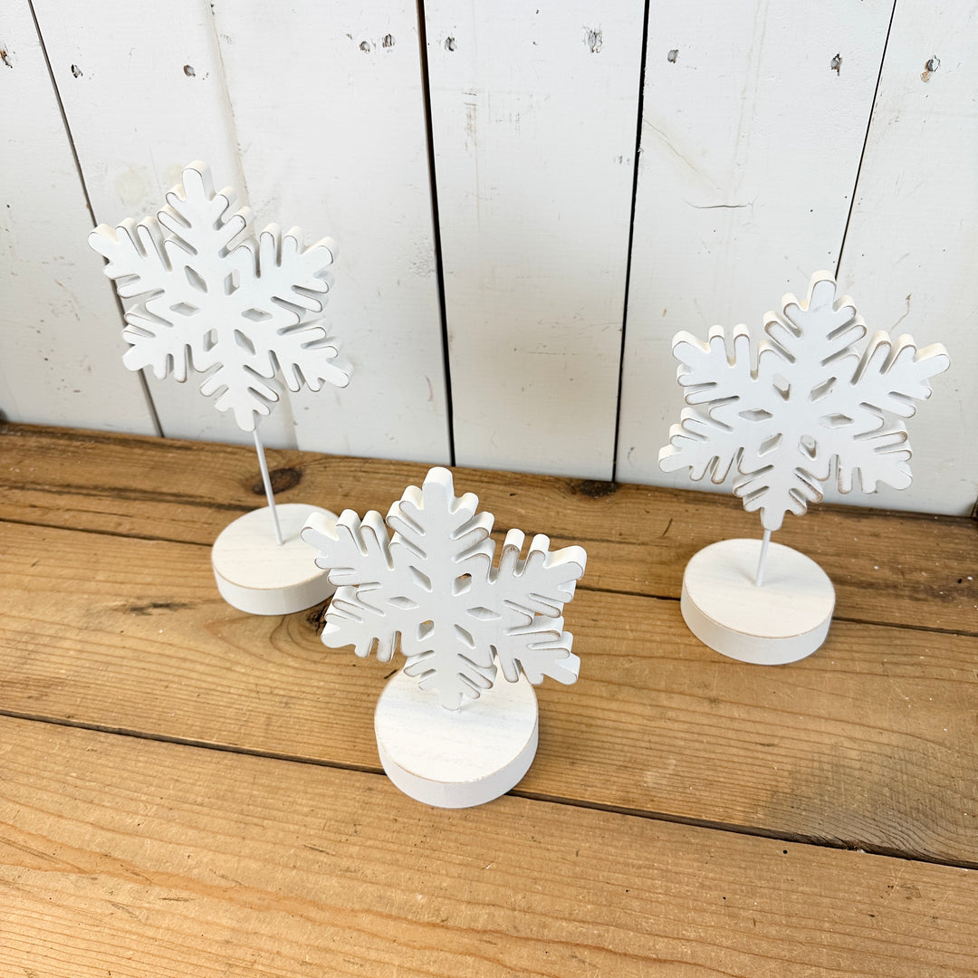 White Snowflakes on Stands