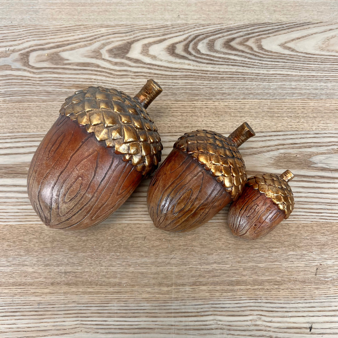 Gold Topped Acorns - Set of 3
