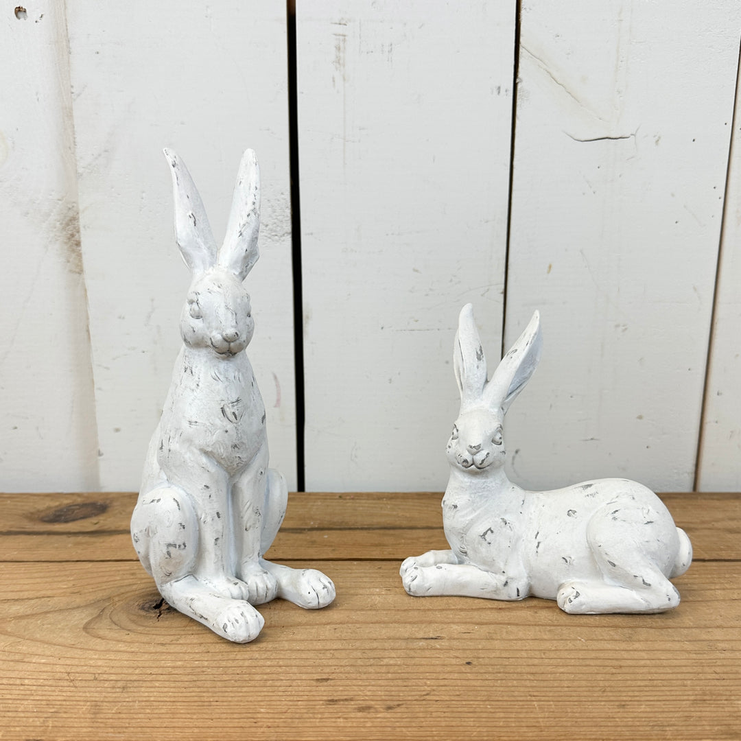Distressed White Bunnies Set of 2