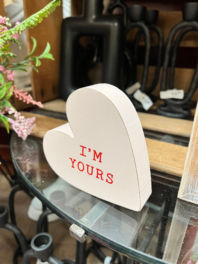 Wooden Hearts with Words: I'm Yours, Be Mine, Love You