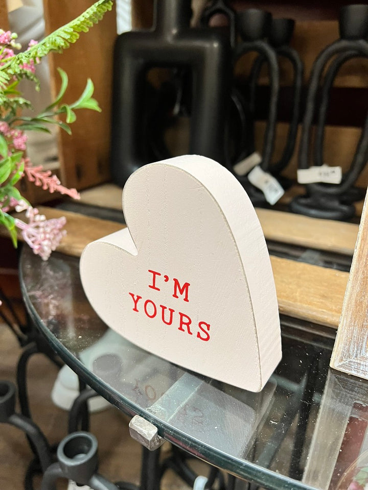 Wooden Hearts with Words: I'm Yours, Be Mine, Love You