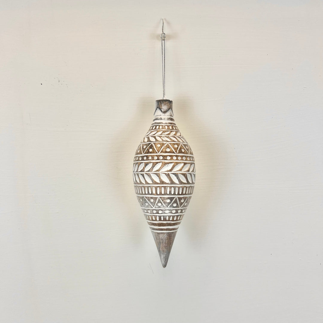 White Distressed Carved Ornaments - 3 styles