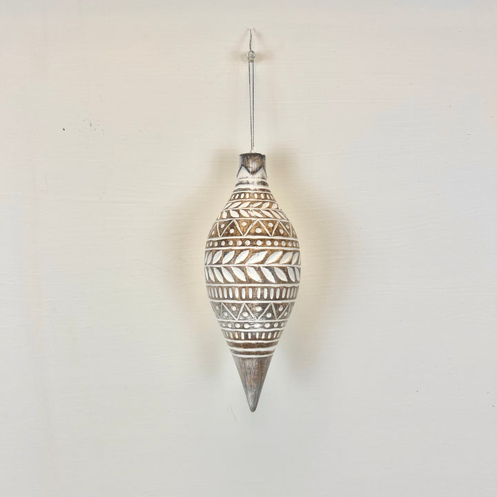 White Distressed Carved Ornaments - 3 styles
