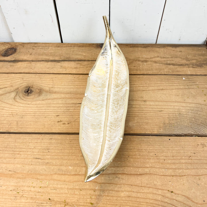 Gold and White Leaf Tray