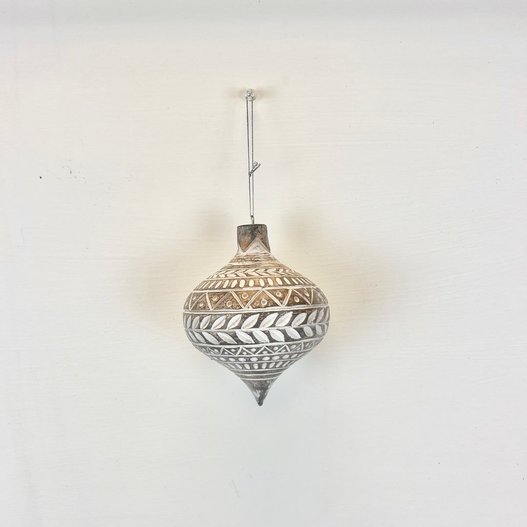 White Distressed Carved Ornaments - 3 styles