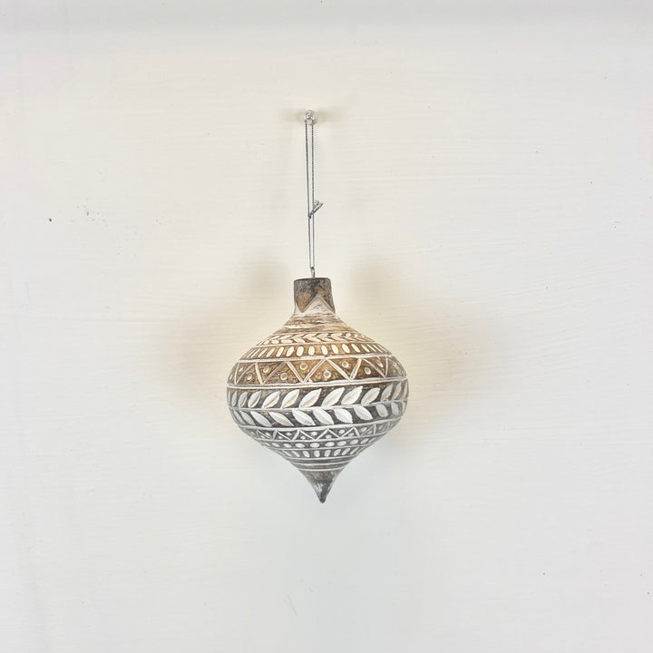 White Distressed Carved Ornaments - 3 styles