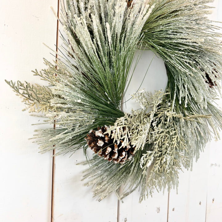 6.5" Iced Pine Candle Ring