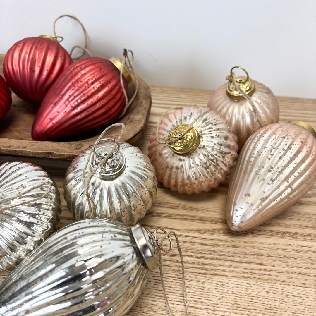 Mercury Glass Ornaments Set of 3 - 5 colors to choose from