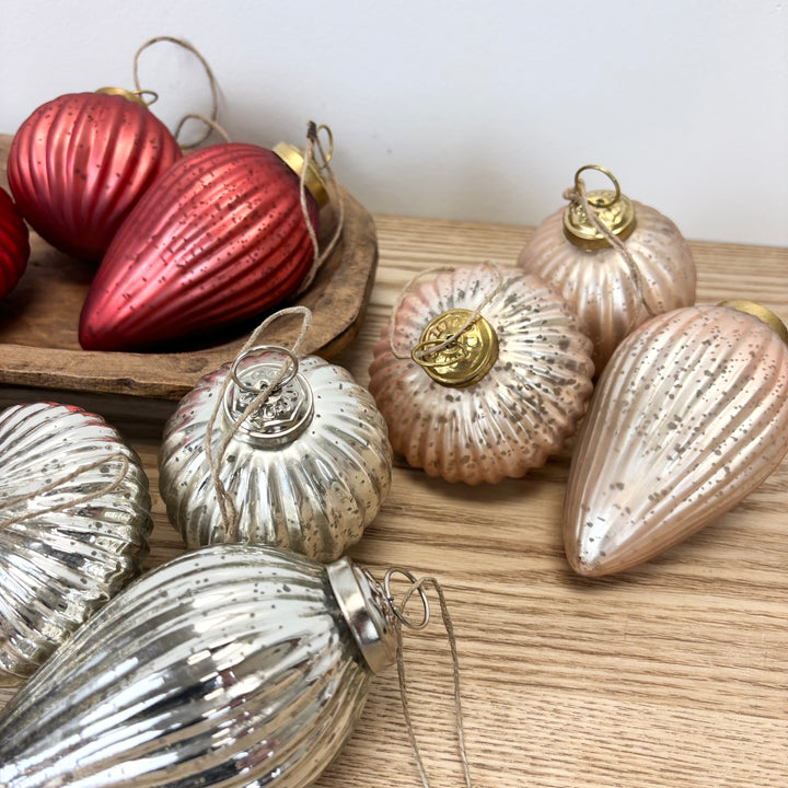 Mercury Glass Ornaments Set of 3 - 5 colors to choose from