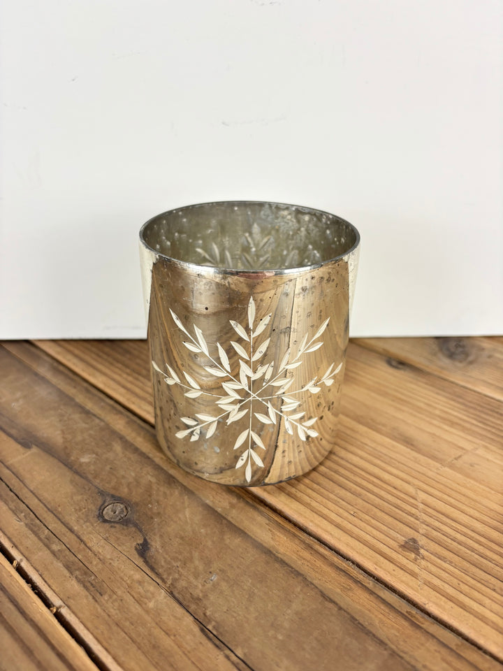 Glass Snowflake Votive Cup - Silver