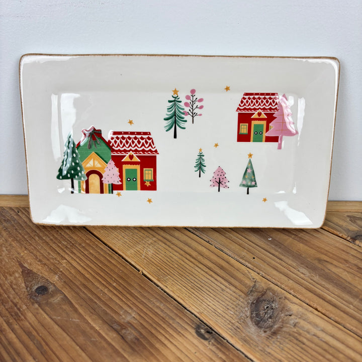 Holiday scene tray