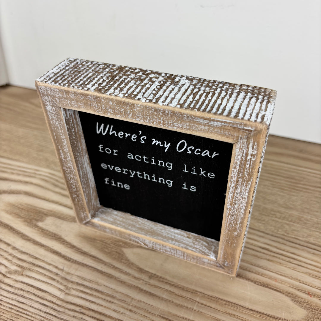 Where's my Oscar/Missed Calls Reversible Wood Frame Sign