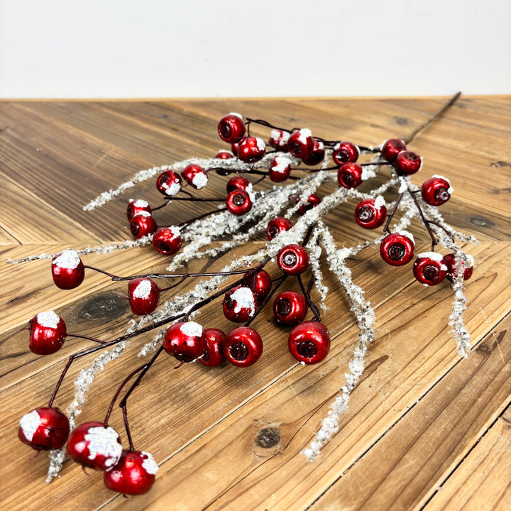 Snowy Red Berry Spray