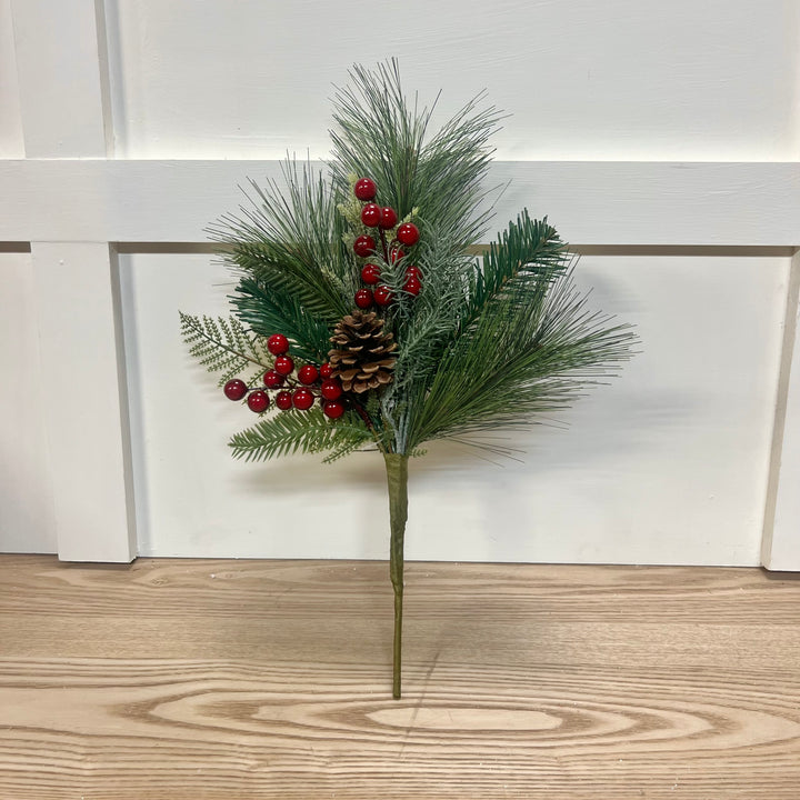 Mixed Pine with Red Berries Stem