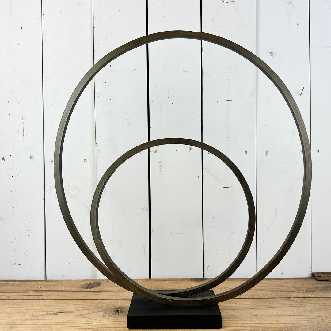 Bronze Double Metal Ring Sculpture
