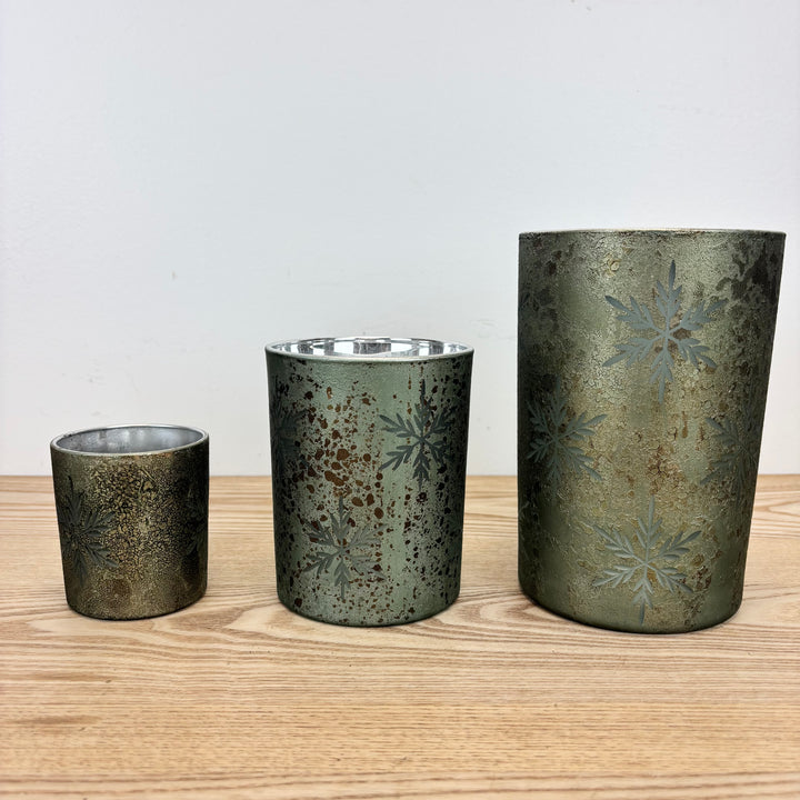 Green Snowflake Candle Holder - 3 sizes available