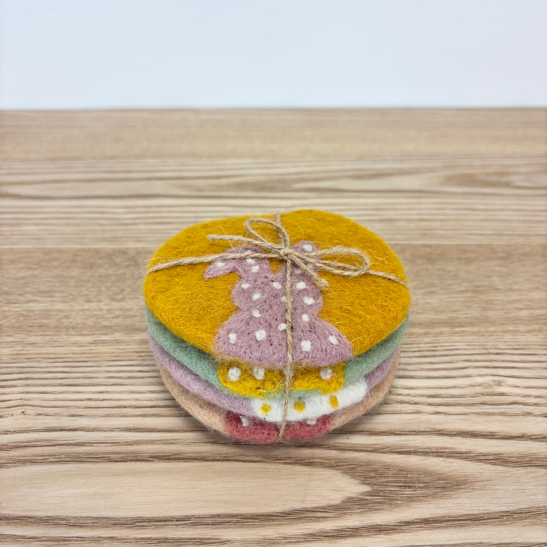 Felted Bunny Coasters - Set of 4