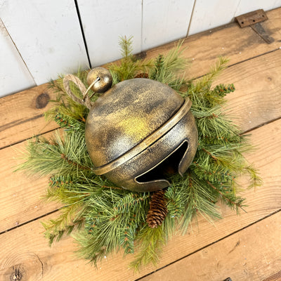 Gold Jingle Bell & Pine Candle Ring Table Design Kit