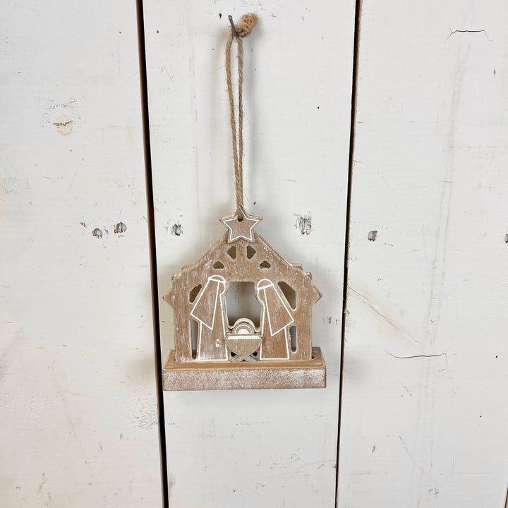 Wooden Nativity Scene Ornament