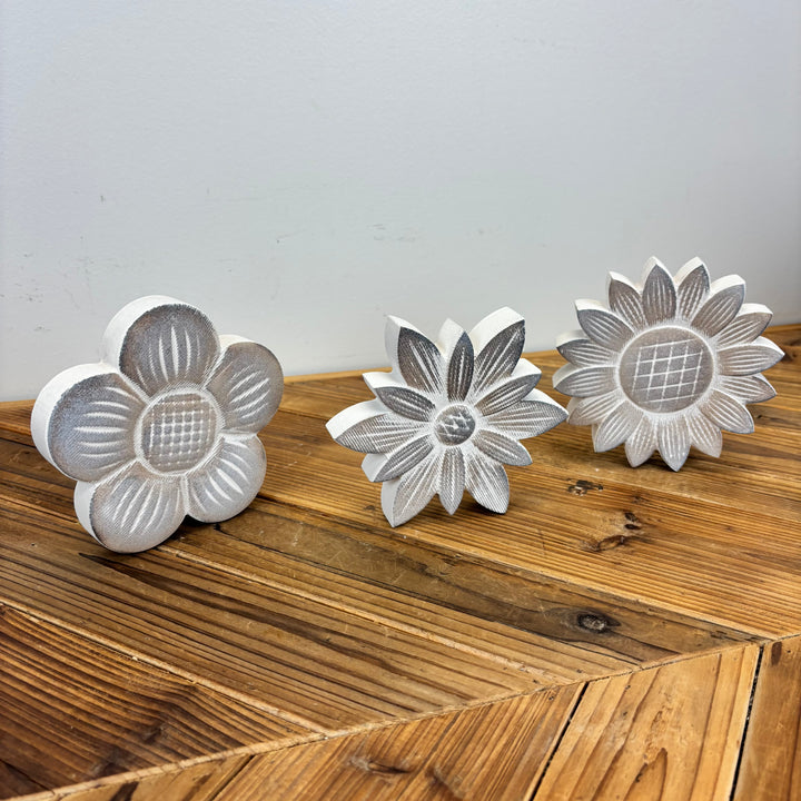 Carved Wood Blooms - 3 Styles