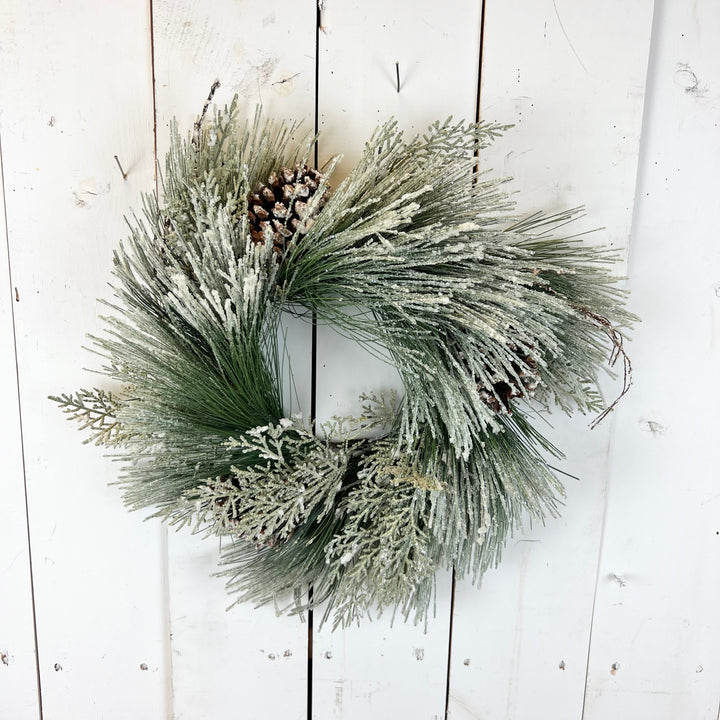 6.5" Iced Pine Candle Ring