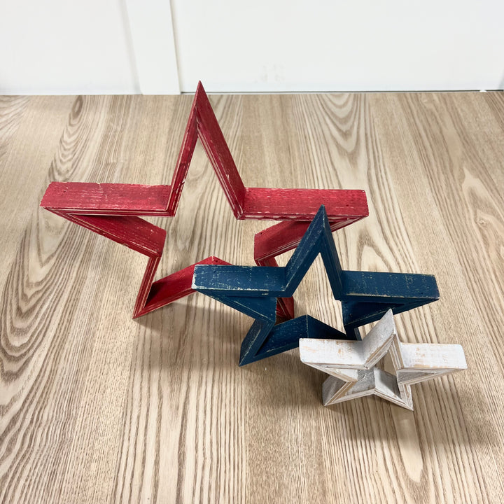 Patriotic Wooden Stars - Set of 3