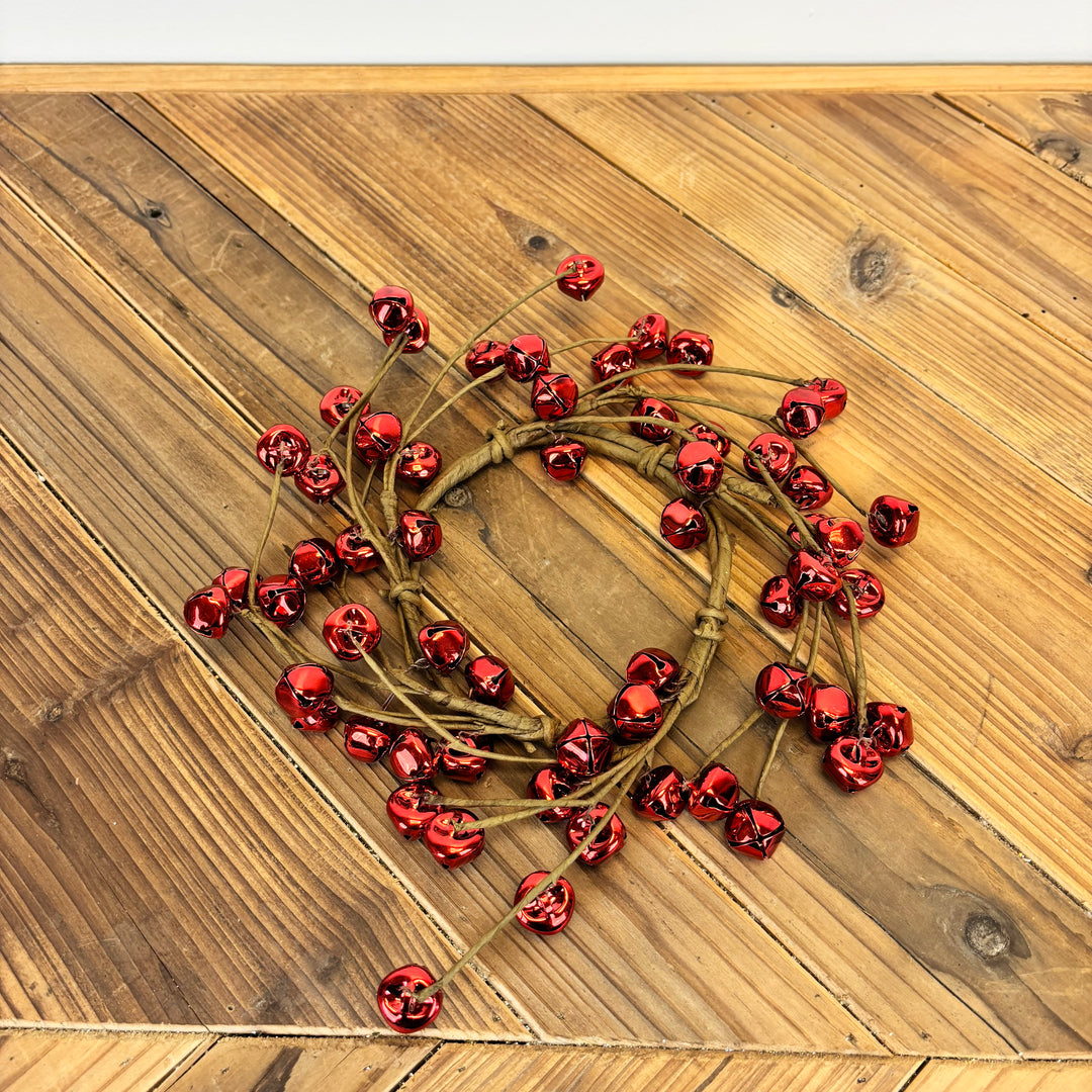 Shiny Red Jingle Bell Candle Rings