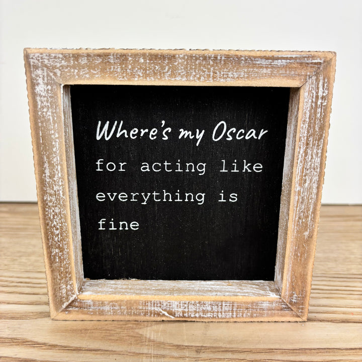 Where's my Oscar/Missed Calls Reversible Wood Frame Sign