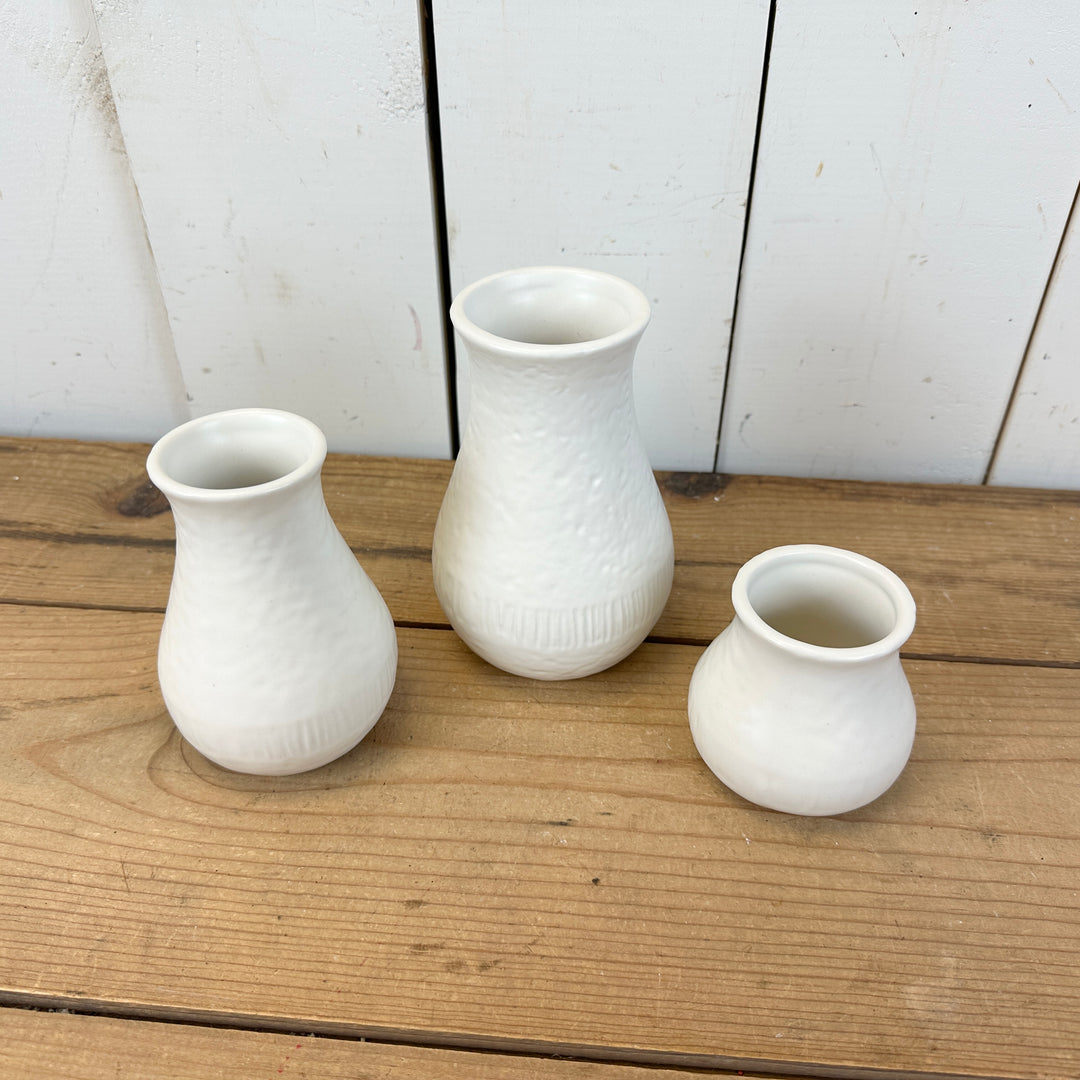 Small White Set of 3 Vases