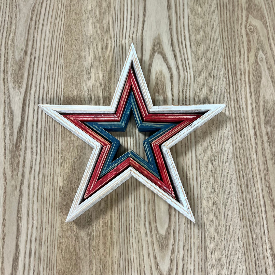 Patriotic Wooden Stars - Set of 3