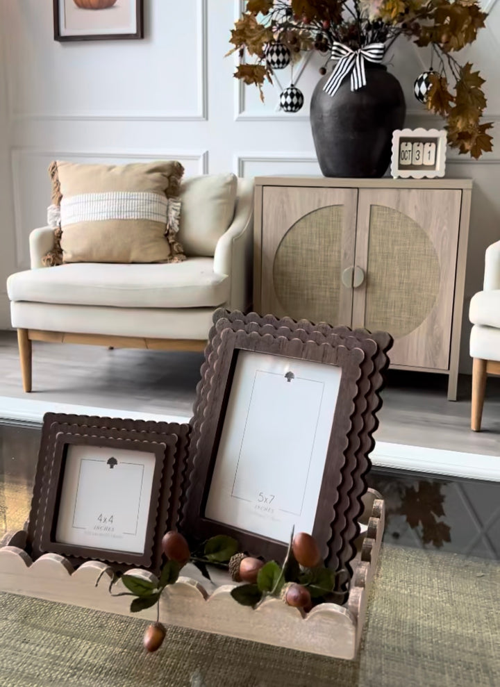 Wood Scallop Photo Frame, 4 sizes, 5 colors