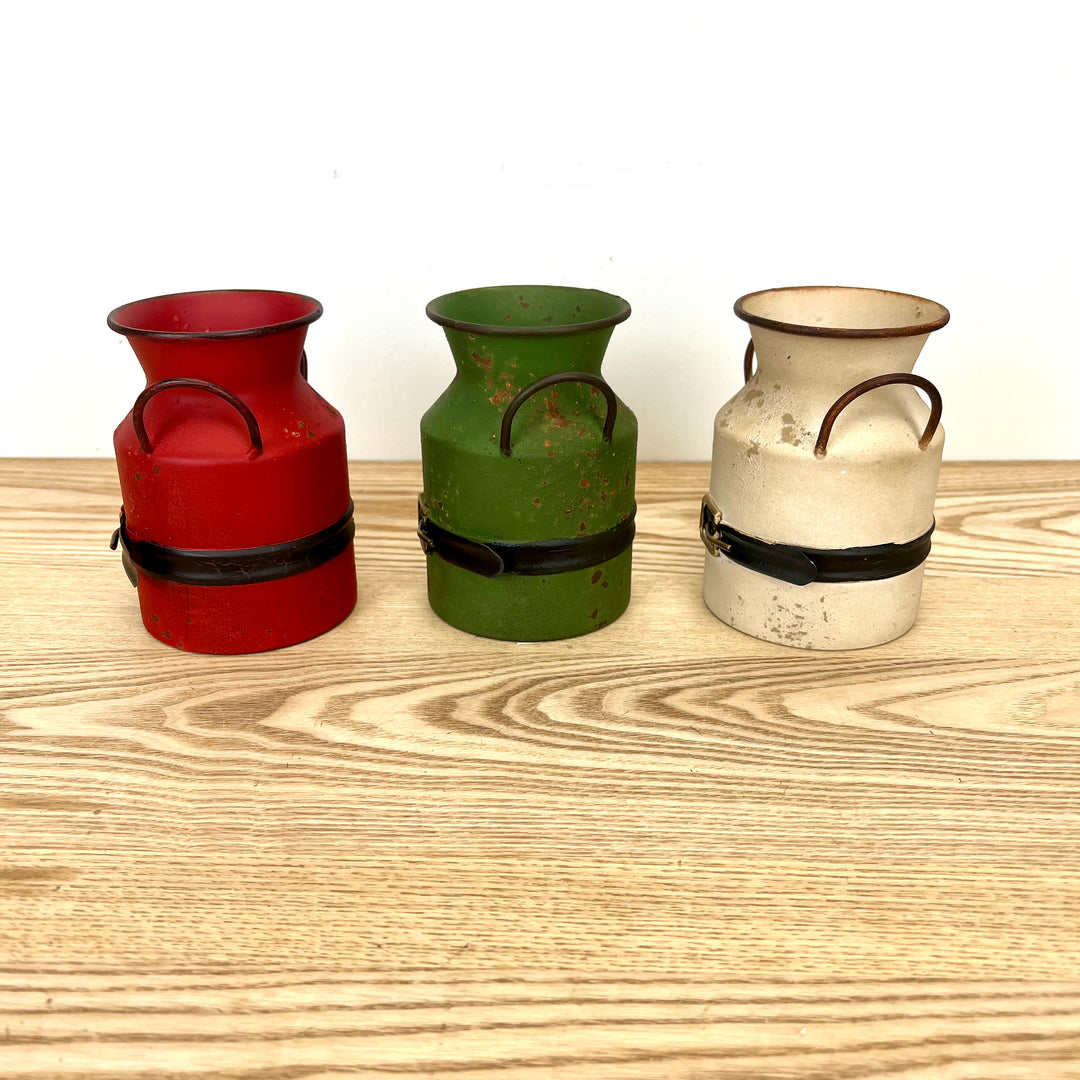Holiday Decorative Milk Cans - 3 Colors