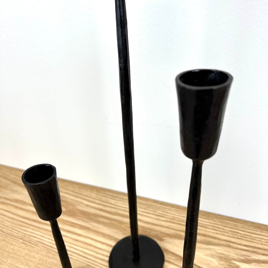 Set of 3 Black Metal Taper Holders