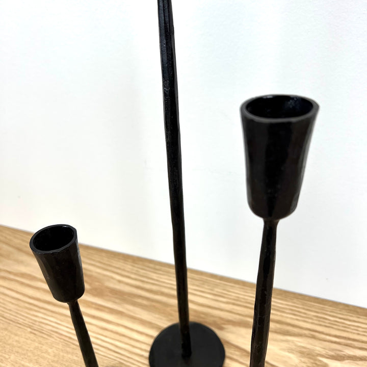 Set of 3 Black Metal Taper Holders