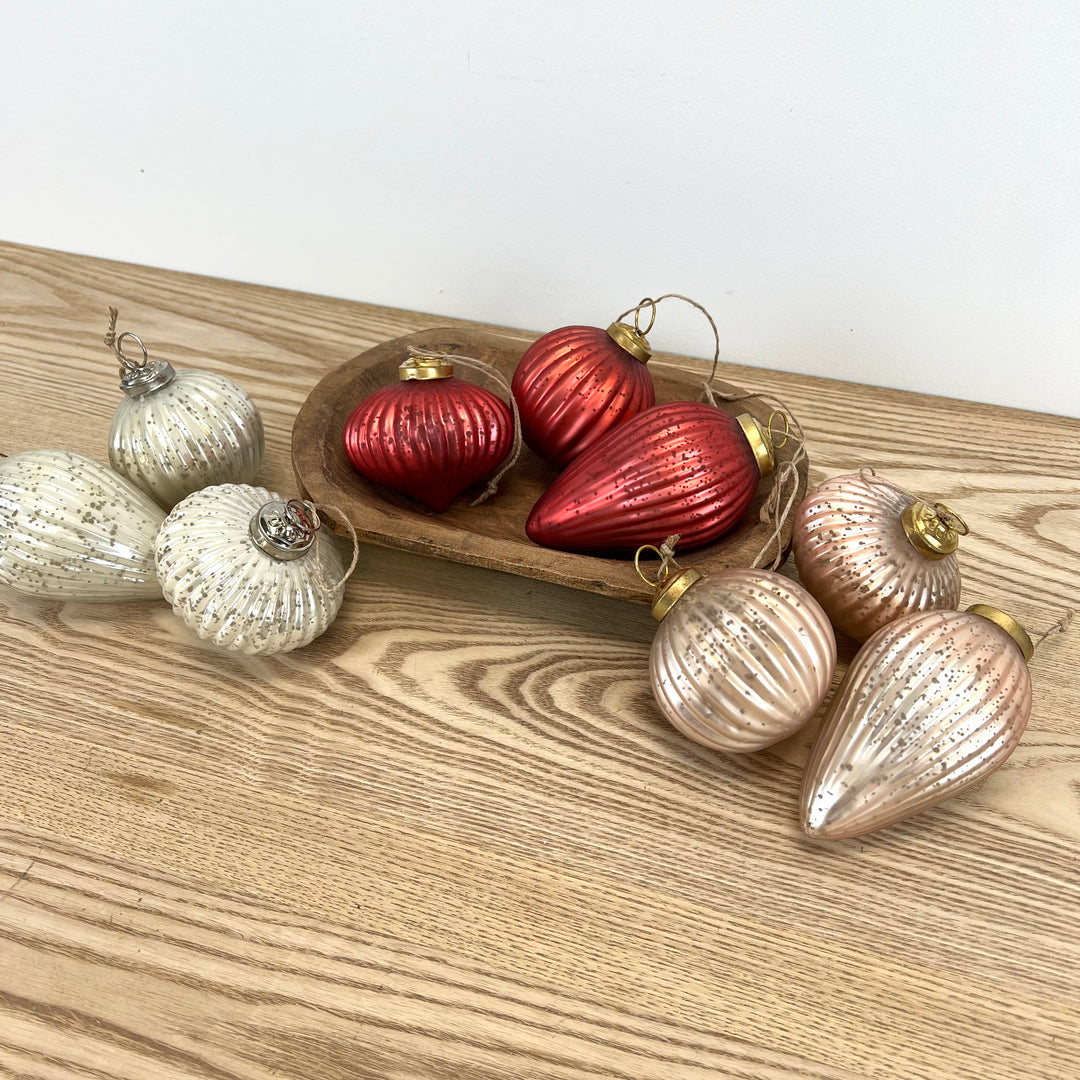 Mercury Glass Ornaments Set of 3 - 3 colors to choose from